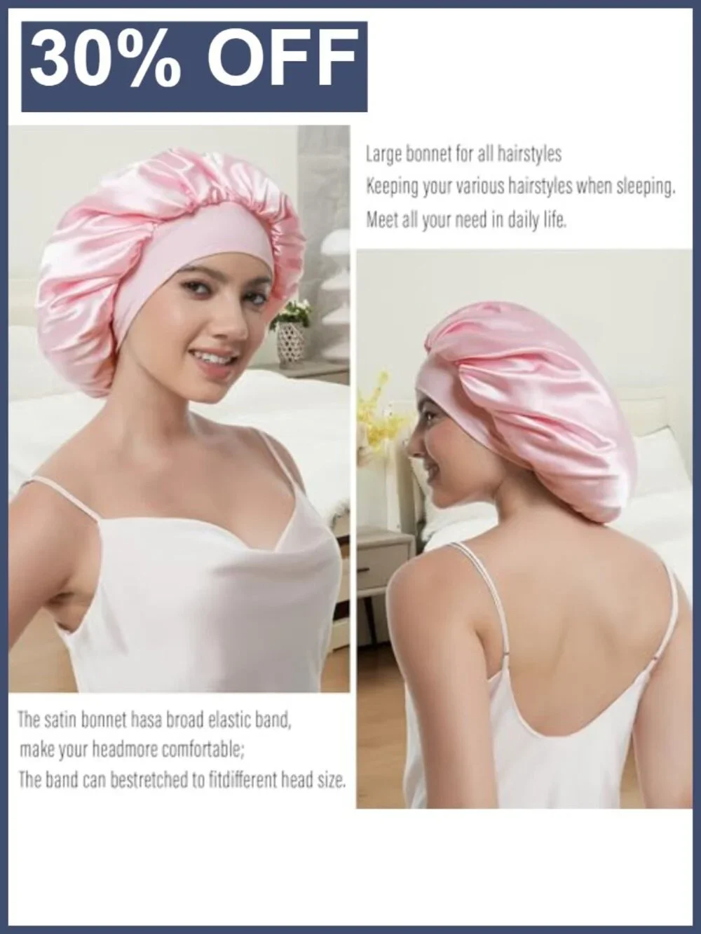 Large Satin Silk Bonnet for Sleeping Women Reversible Hair Bonnet